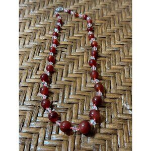 Vintage 50's Carneliasn Crystal Beaded Necklace